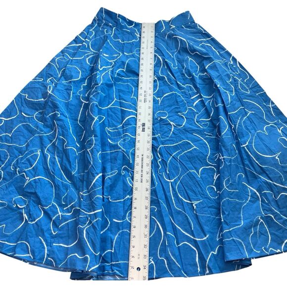 Madewell Skirt Womens 8 Blue Floral Signature Poplin‎ Maxi Linear Bloom Pockets - Picture 3 of 13